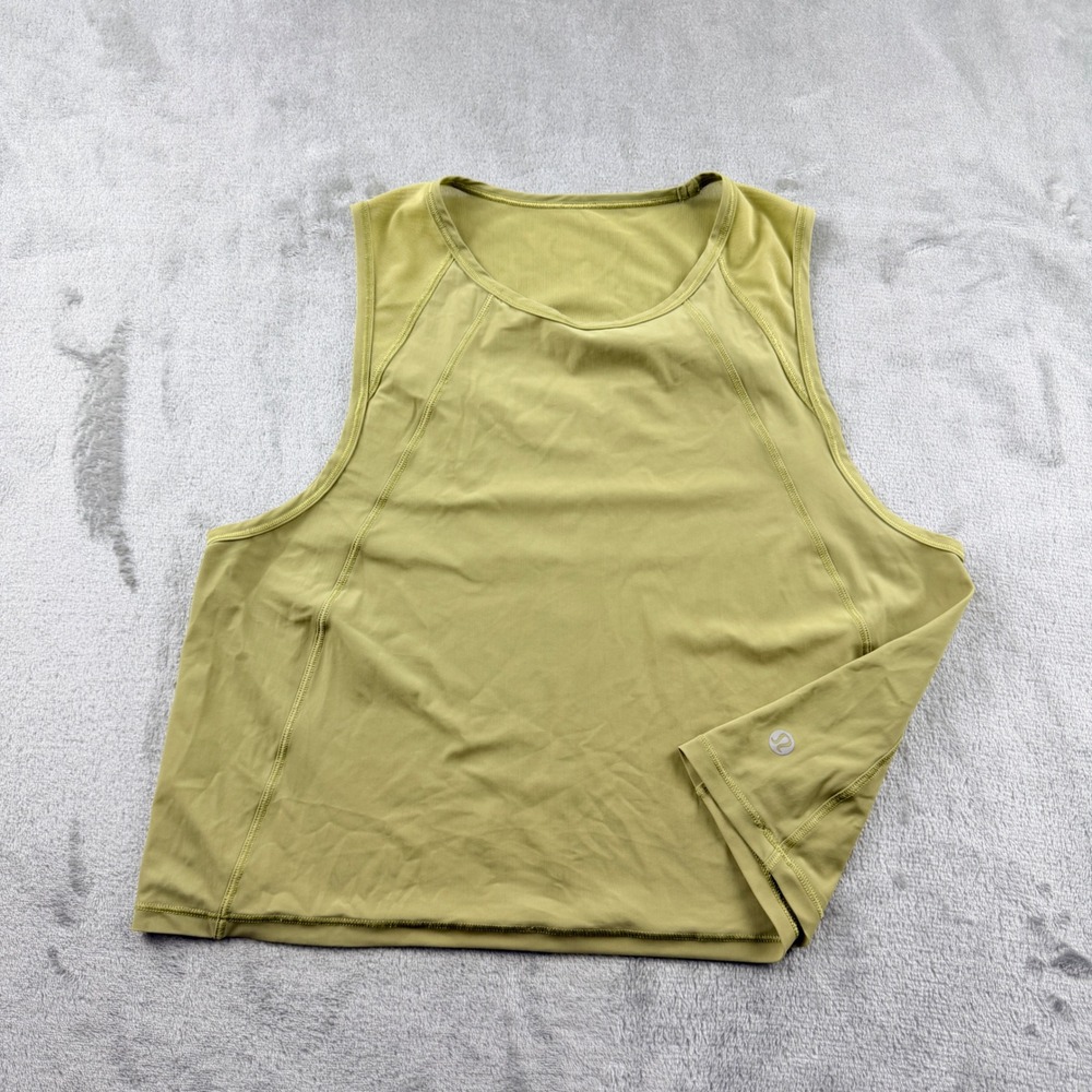 Lululemon Sculpt Tank Top Yellow Chartreuse Mesh Back Cutout Women's Size 8